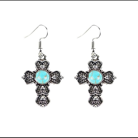 Jewelry - New turquoise pendant cross earrings